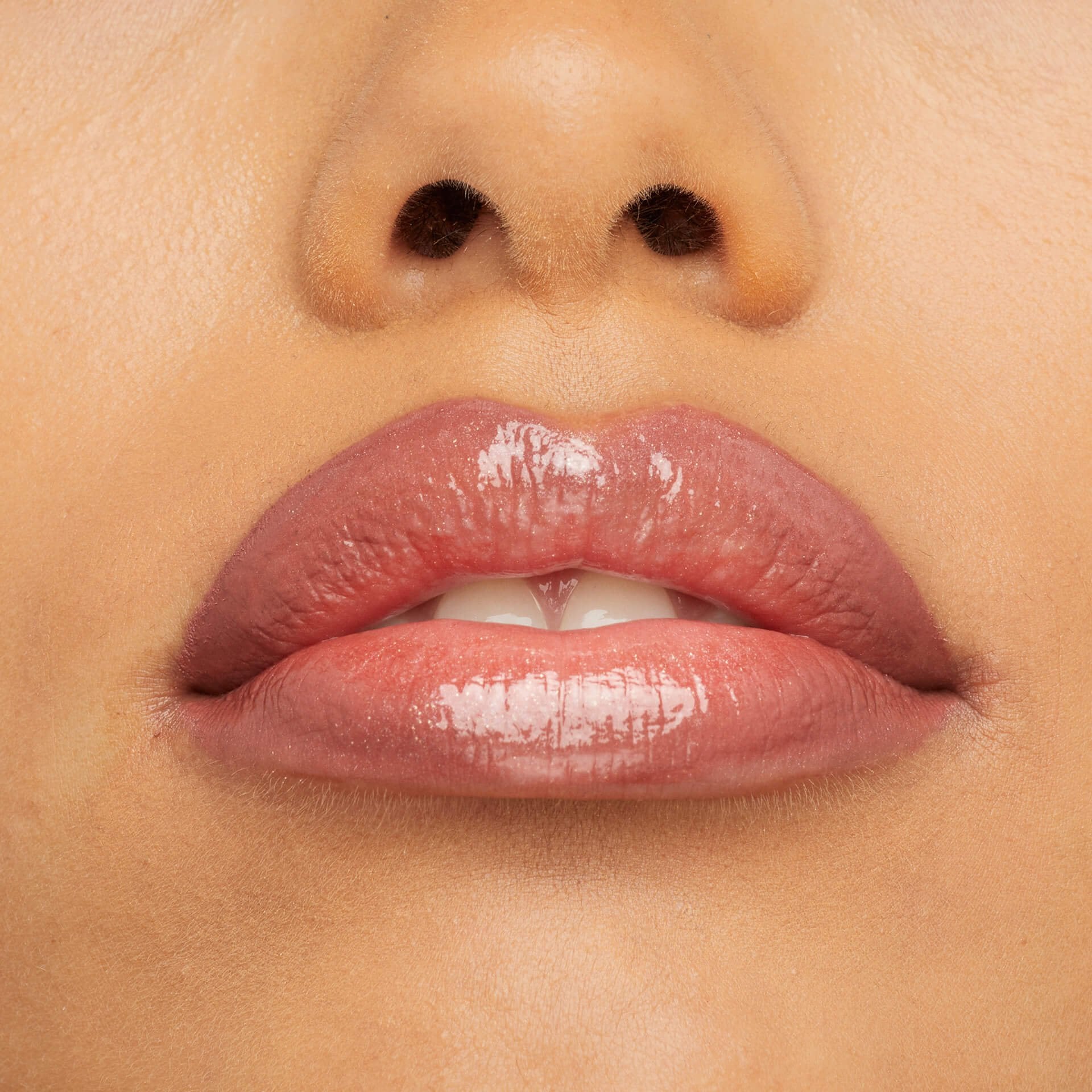 Glossy lip look close-up